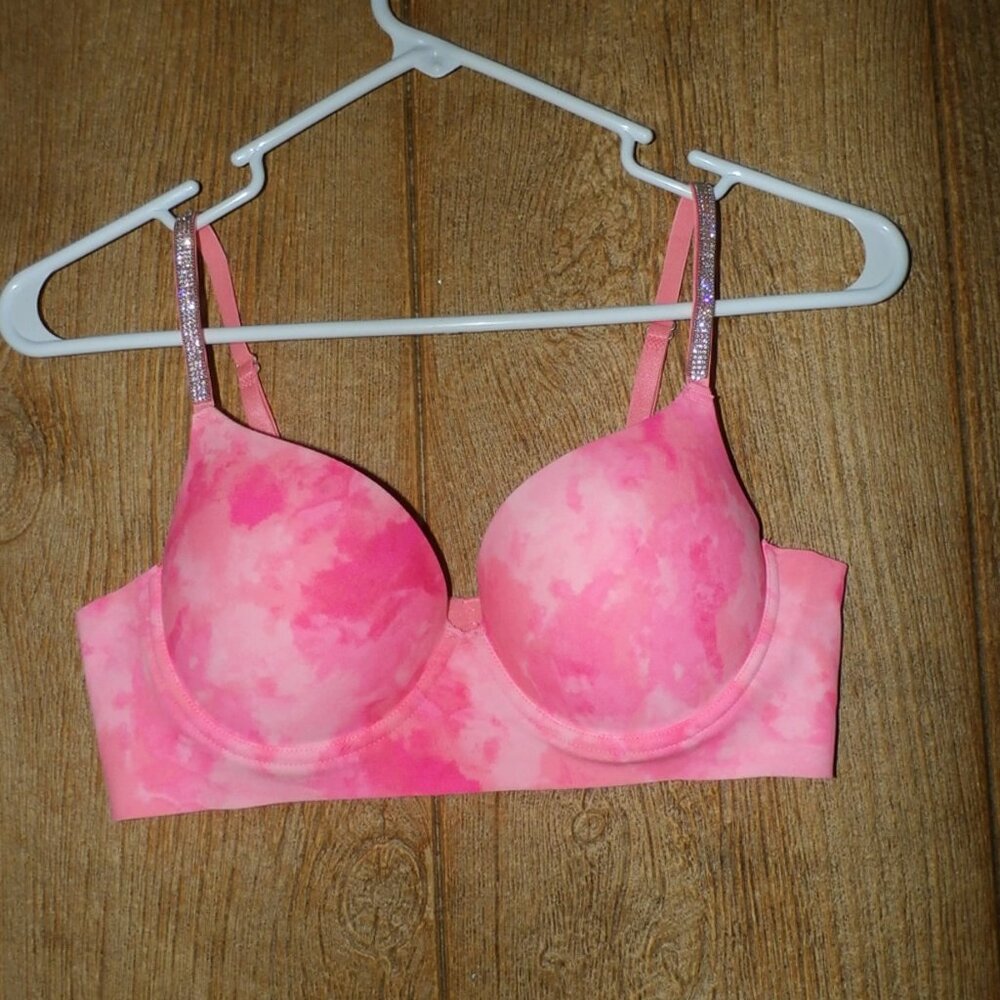 XOXO Push Up Bra Underwire Padded Bling Rhinestone Straps 36B